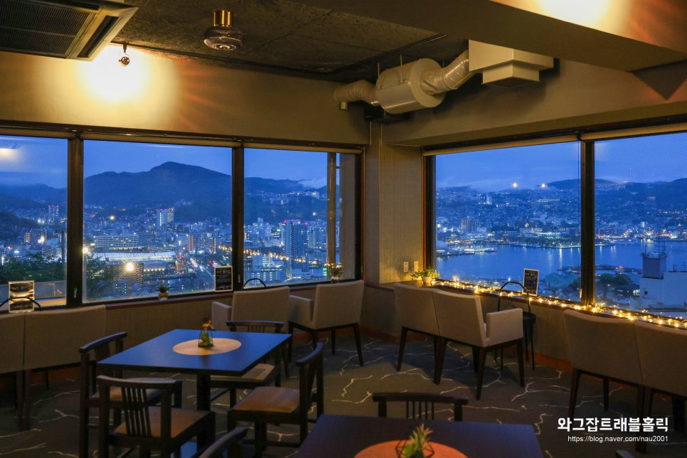 일본 나가사키 호텔 추천 이나사야마 관광호텔 1박2일 온천 야경 식사 후기