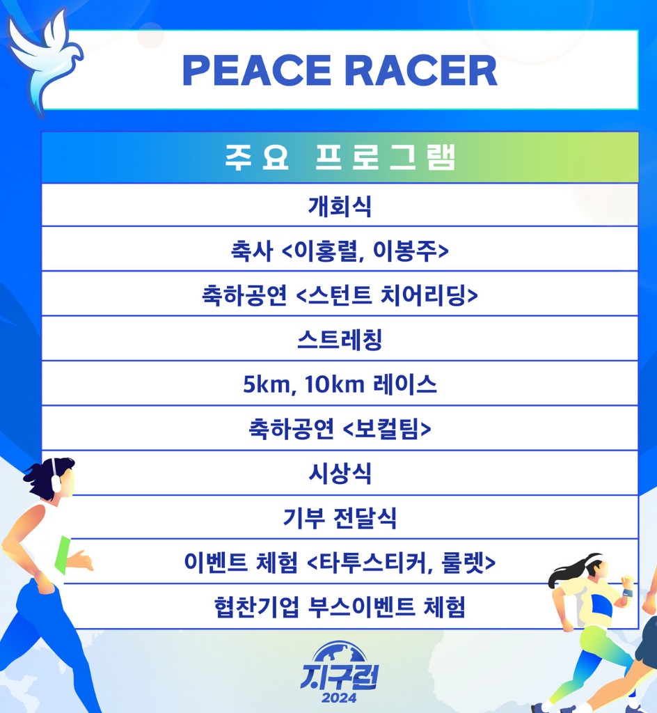 서울 마라톤 일정 2024 지구런 피스레이서 코스 시상 기념품