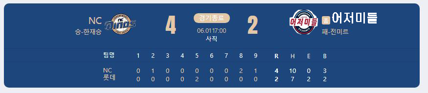 2024.6.1 kbo 경기 결과