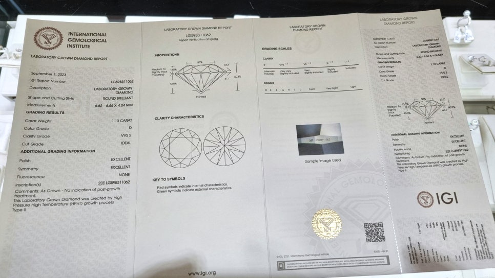 2캐럿 랩다이아몬드반지 가격 IGI 2024