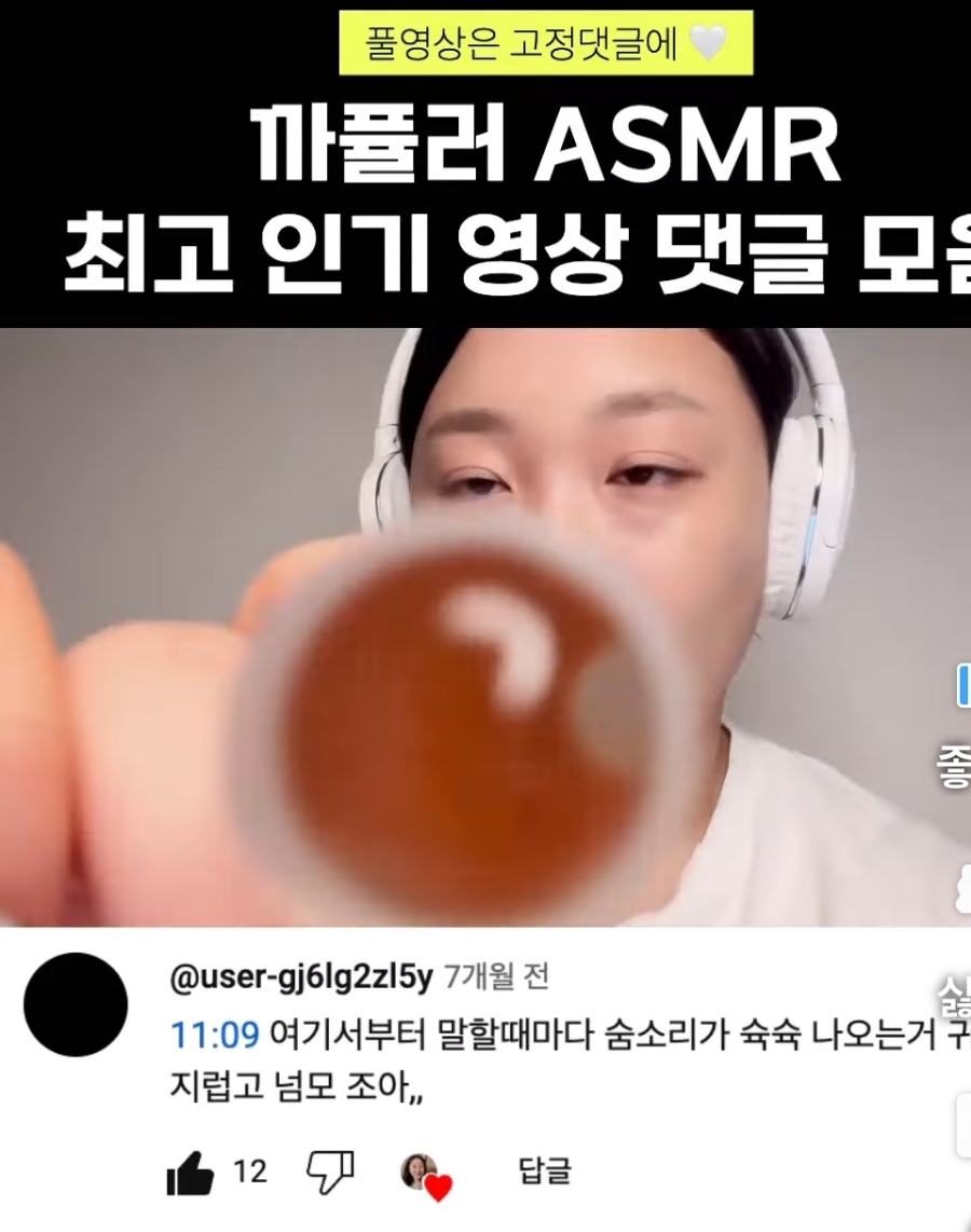 [ASMR] 알고리즘 떡상 중인 립오일 ASMR 댓글 모음 까퓰러 ASMRGapular 최고 인기 영상 댓글 모음