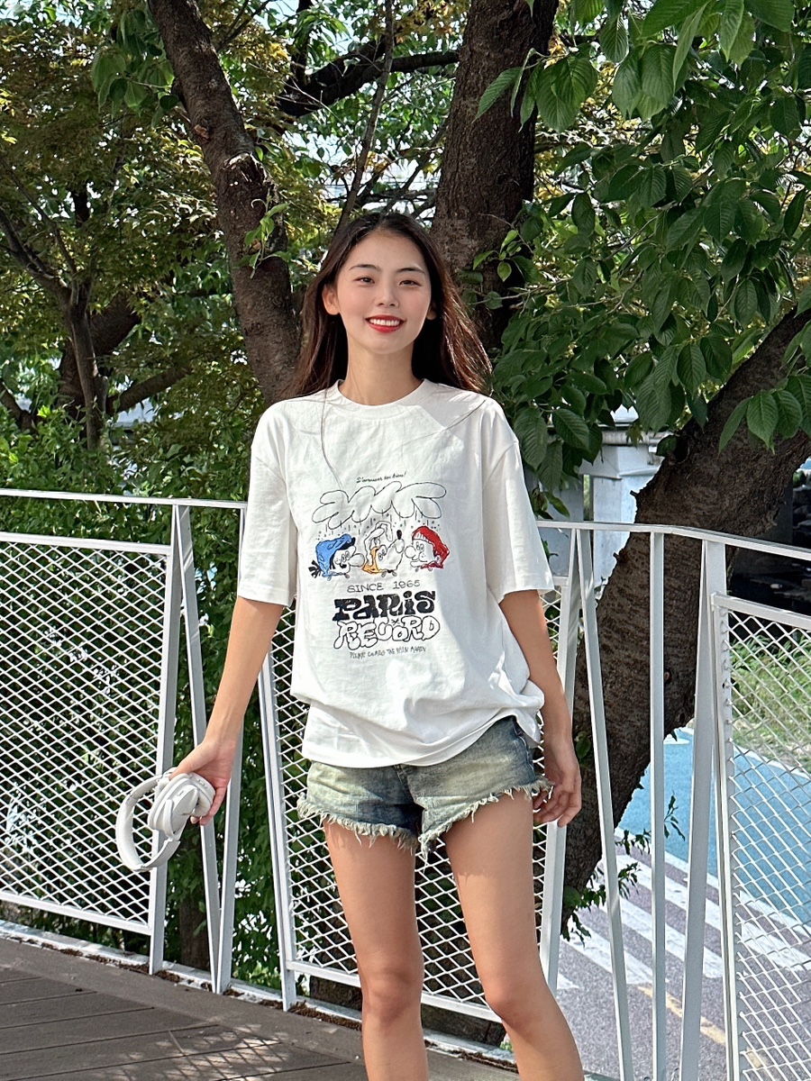 K-WAY 까웨 차인철 콜라보 귀여운 여름 그래픽 반팔 티셔츠 추천!