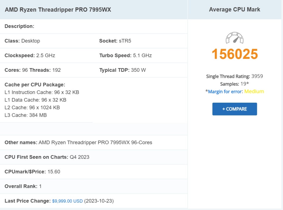 CPU 성능순위 노트북 및 데스크탑 인텔 AMD 순위 6월