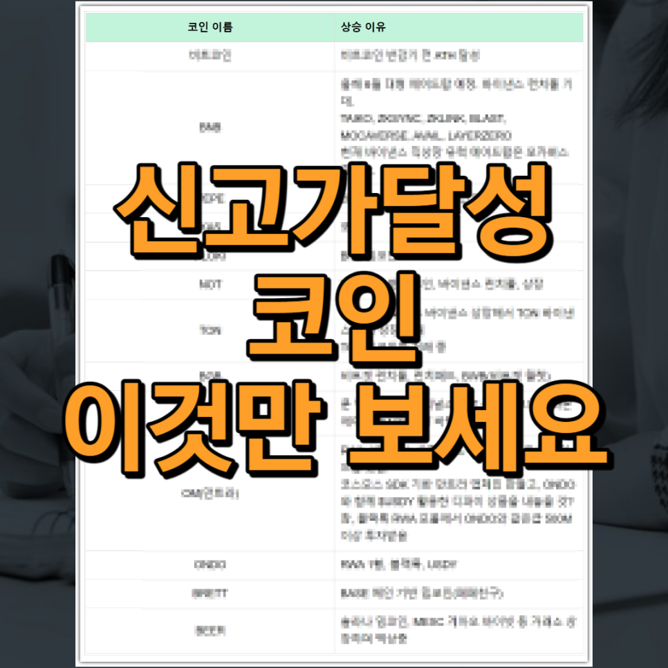 신고가 달성 코인 : BNB, PEPE, KAS, FLOKI, NOT, BGB, DOG, OM, BRETT, BEER