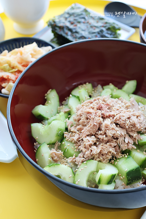 햇살마미네 집밥 이야기 혼밥 점심 메뉴 추천 오이참치비빔밥
