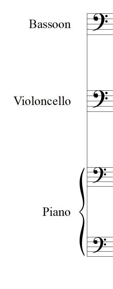 바순, 첼로, 피아노를 위한 가브리엘의 오보에 Gabriel's oboe 악보입니다.