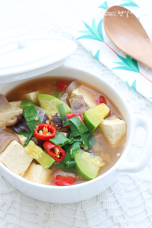 애호박 된장찌개 만들기 된장찌개 맛있게 끓이는 법 재료 코인육수