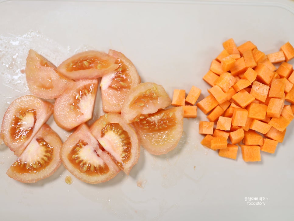 아침 토마토 당근주스 만드는법 쥬스 만들기 올리브오일 갈아먹기 껍질벗기기