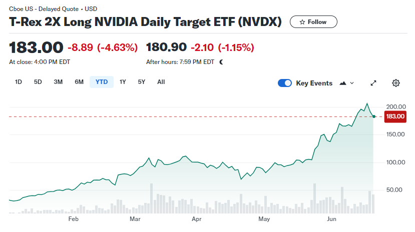 미국주식 엔비디아 2배 3배 레버리지 ETF NVDL NVDU NVDX NVD3 주가