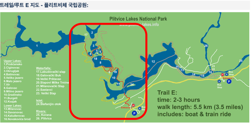 크로아티아 플리트비체 국립공원 코스 투어 입장료 날씨 주차장