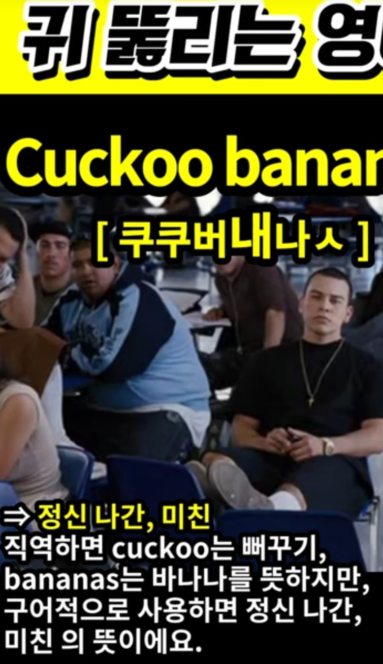 과천 할매와 귀 뚫리는 영어, 미친,정신나간 [ 쿠쿠버내나ㅅ ] Cuckoo bananas