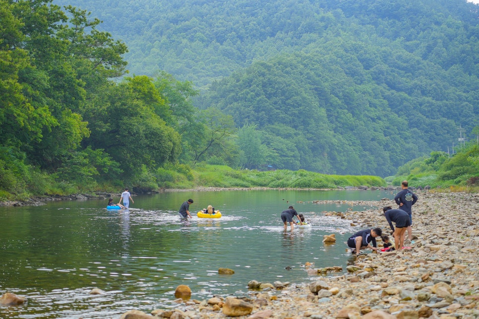 전북 완주 운주 계곡 펜션 수영장 평상 솔밭가든 대전근교 물놀이 단체 숙소