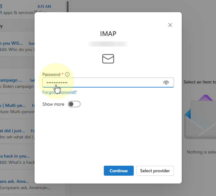 카카오메일 계정, 윈도우 아웃룩 앱 IMAP 설정하기