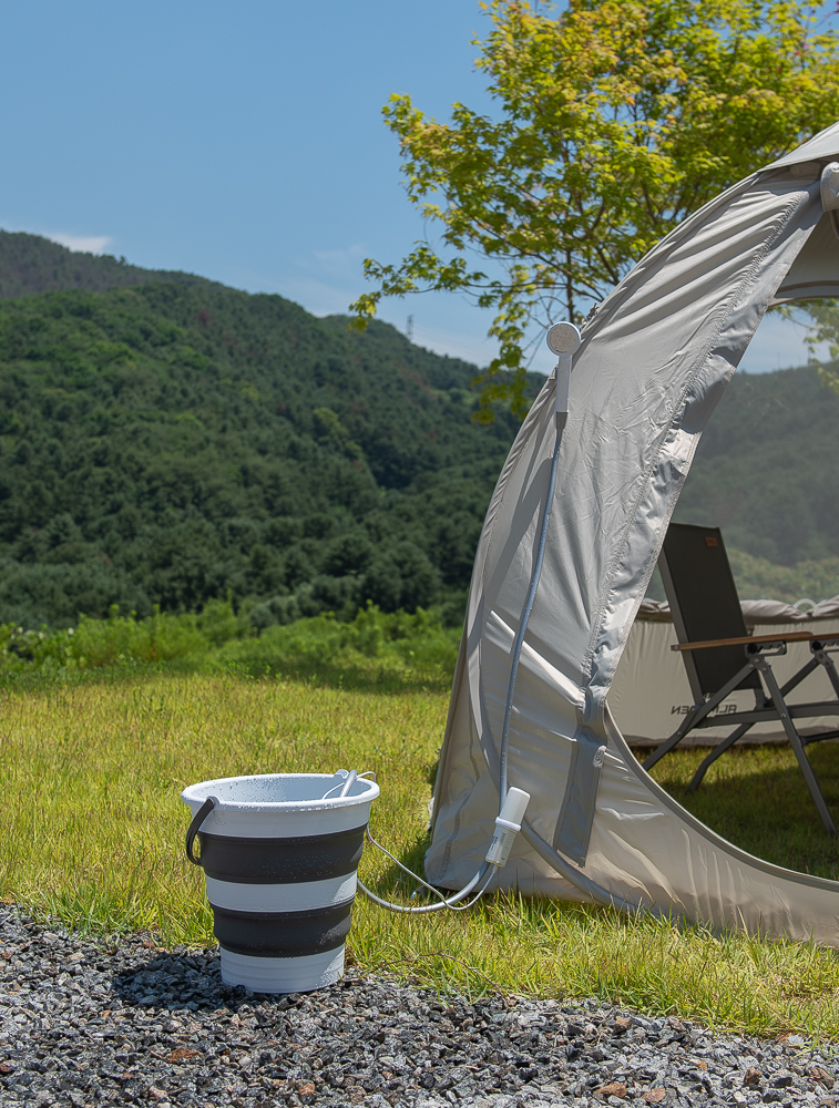 캠핑용 샤워기 온아워 휴대용 무선 캠핑샤워기로 시원한 여름 캠핑 !!