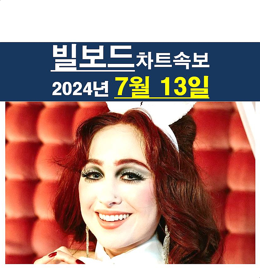 빌보드차트속보 2024년7월13일::채플 론(Chappell Roan) "TOP 10", 테일러 스위프트=3번째 11주 1위