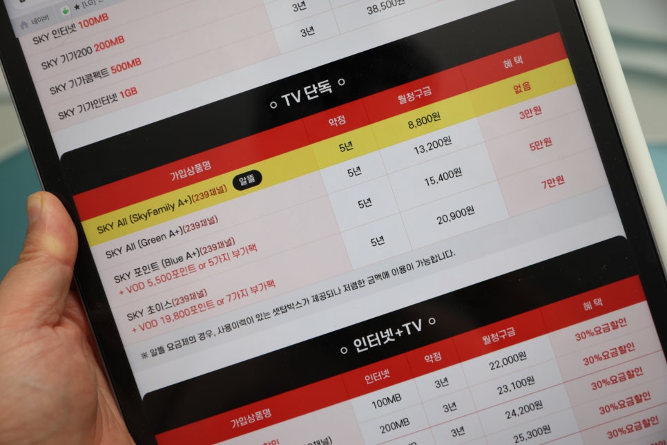 KT 스카이라이프 인터넷 속도 종류 선택 요령