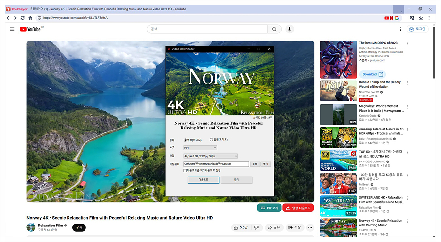 유튜브 동영상 다운로드 음원 추출 프리미엄 대체 유플레이어로 광고 차단 PIP 시청까지