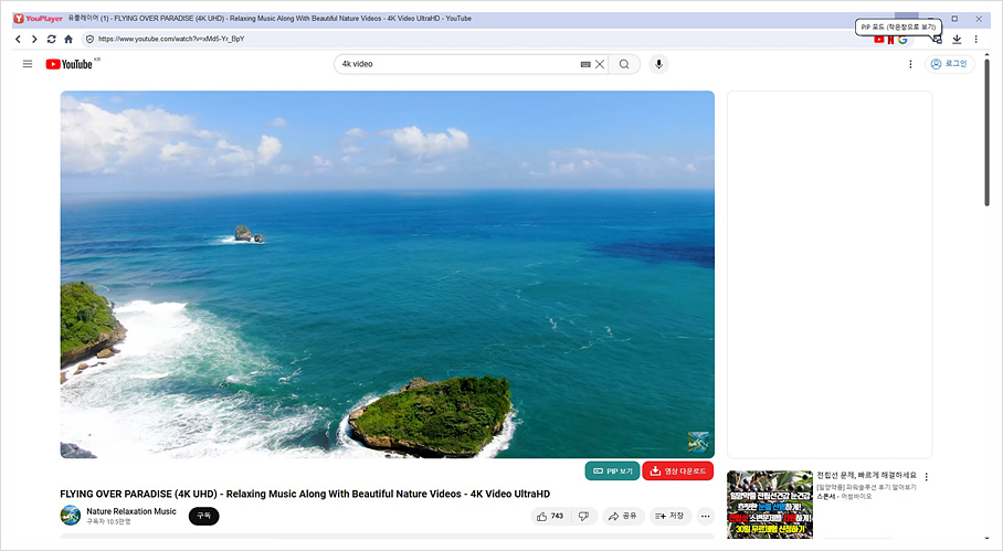 유튜브 동영상 다운로드 음원 추출 프리미엄 대체 유플레이어로 광고 차단 PIP 시청까지