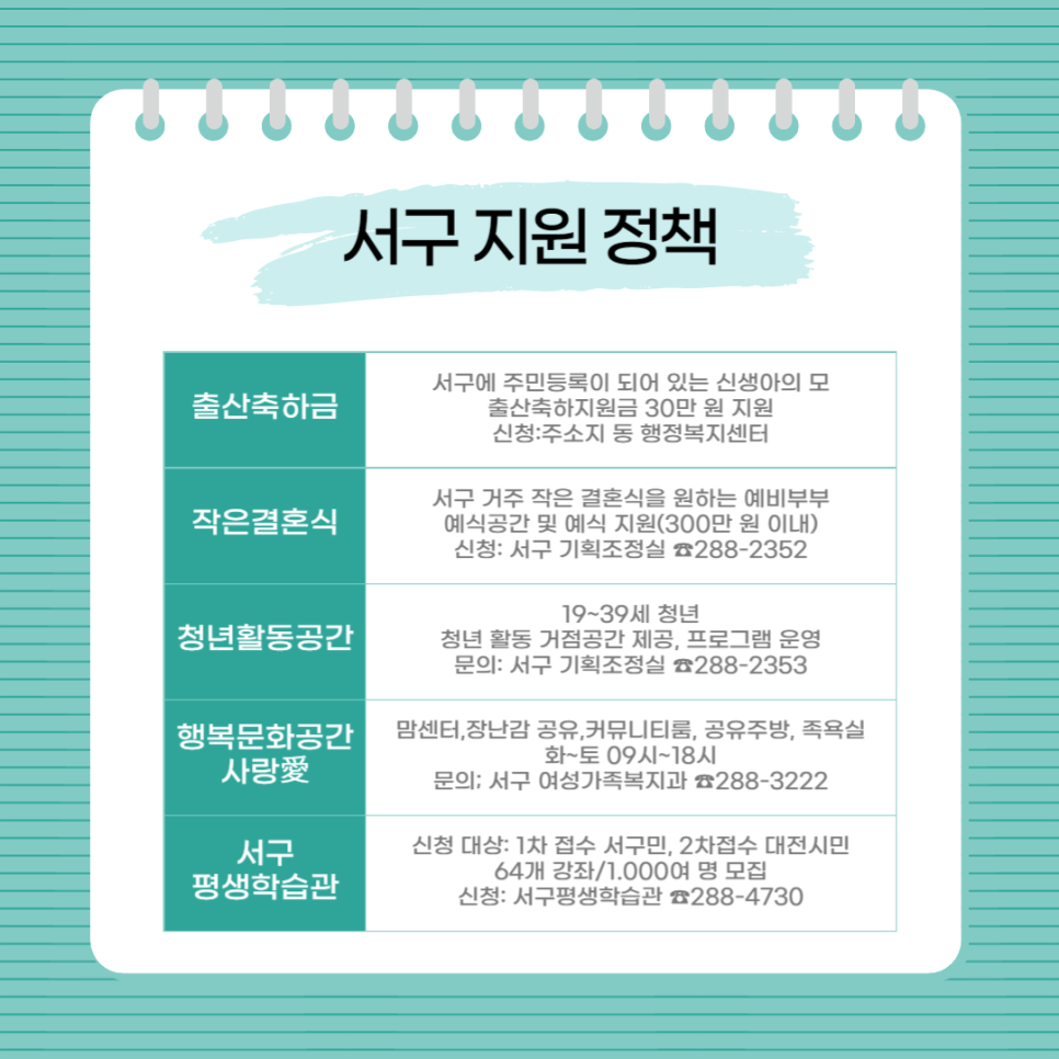 2024 대전광역시 자치구 대표 지원사업 안내