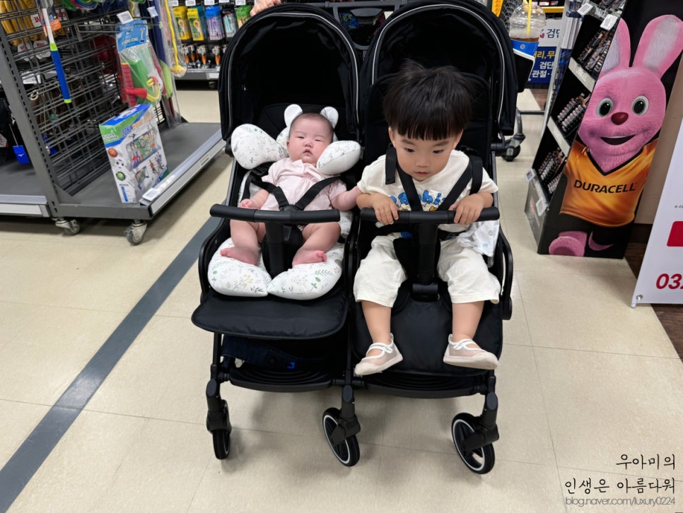 연년생유모차, 안정감있는 휴대용쌍둥이유모차 와이업 뉴지니트윈