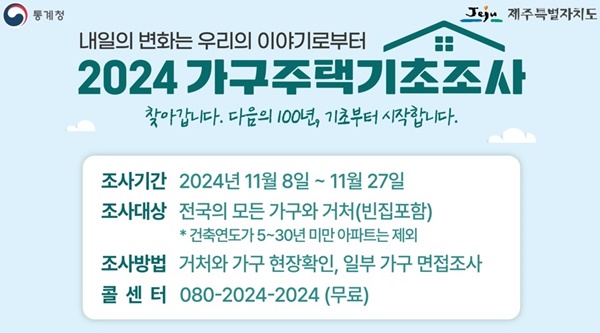 제주시, ‘2024 가구주택기초조사’실시