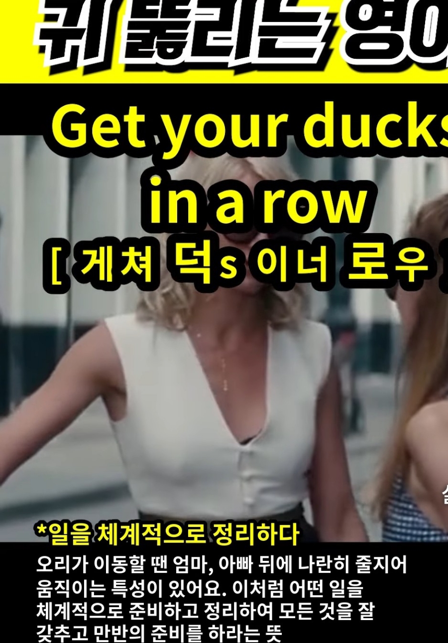 과천할매 귀 뚫리는영어 일을 체계적으로 정리하다 Get your ducks in a row 게쳐 덕 s 이너 로우