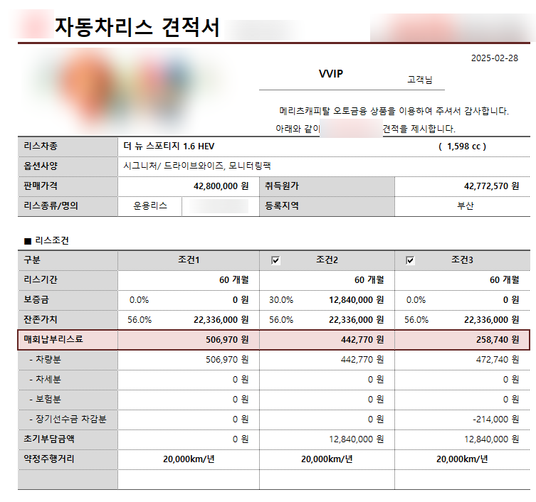 리스로 구매하면 투싼 아니면 스포티지 뭐가 더 좋을까?
