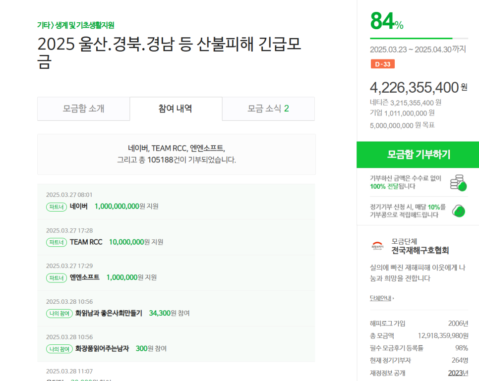 산불 기부 연예인 기업 모두가 돕는 상황