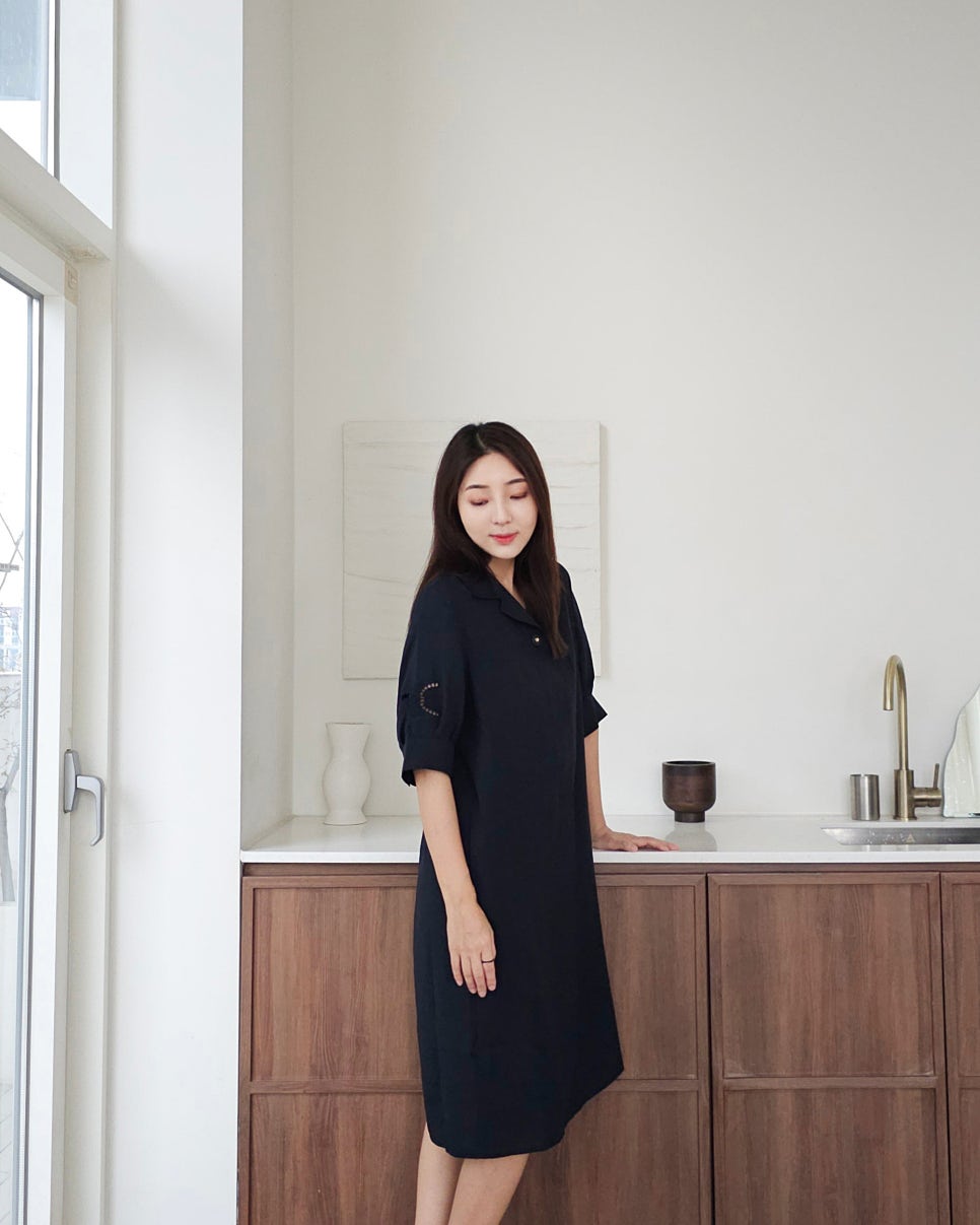 지센 ZISHEN 20주년 봄 데일리룩 여성 린넨 원피스 코디