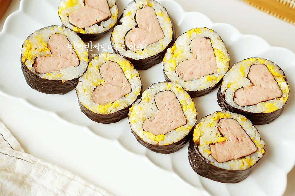 꼬마 김밥 만들기 스팸 하트 김밥 레시피