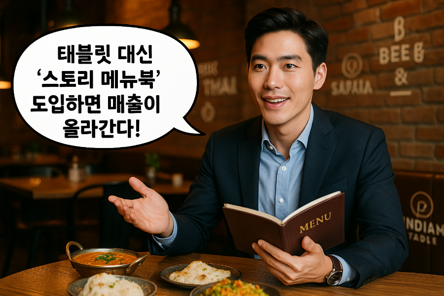 태블릿 대신 ‘스토리 메뉴북’ 도입하면 매출이 올라간다!”