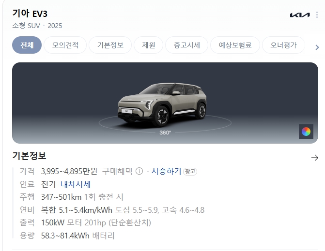 기아 EV3 실구매가, 가격, 보조금, 주행거리, 실내 등 정보 정리!