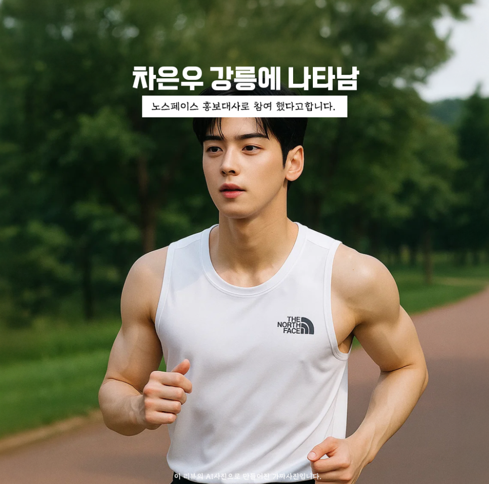 노스페이스 홍보대사 차은우 강릉 경포에서 마라톤 참여