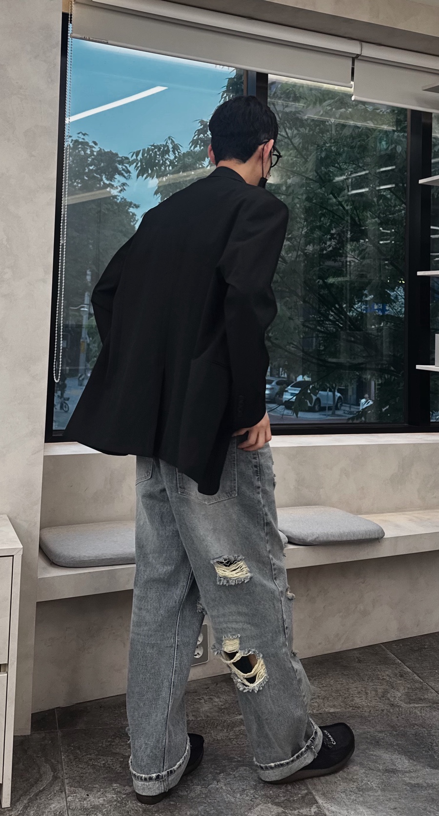 청바지 하나로 일주일 돌려입기 마른남자 와이드 데님 코디