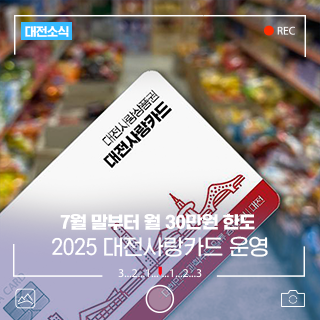 2025년 7월 말부터 대전사랑카드를 운영합니다! 월 30만원 한도