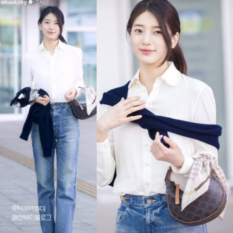 수지, 파리서 시크 캐주얼 선보인 화보 같은 일상 CELINE(셀린느) 착장 정보 & 스타일링 팁까지