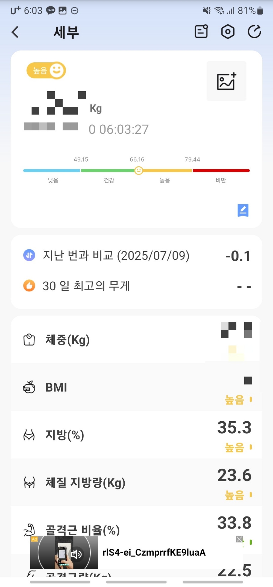 61일차, -0.1kg