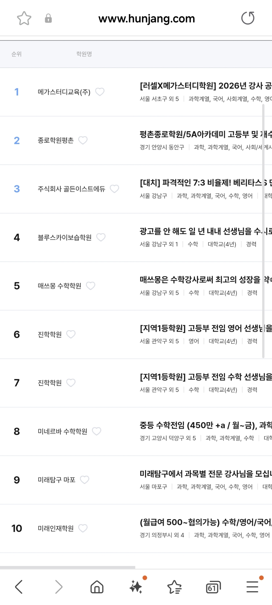 학원취업·학원채용·강사채용, 훈장마을에서 한 번에 해결!