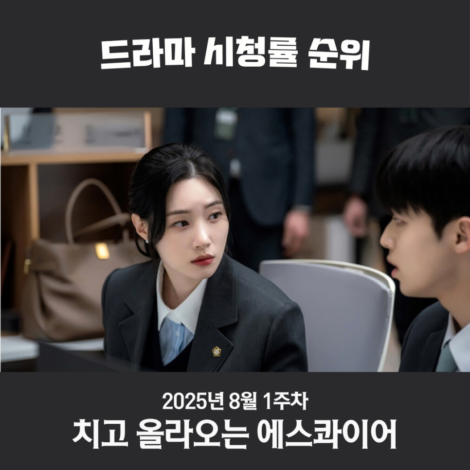 드라마 시청률 순위 TOP5 2025년 8월 1주 차