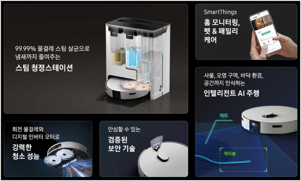 삼성 로봇청소기 추천! 비스포크 VR7MD97716G AI 스팀, 만족도 높은 이유