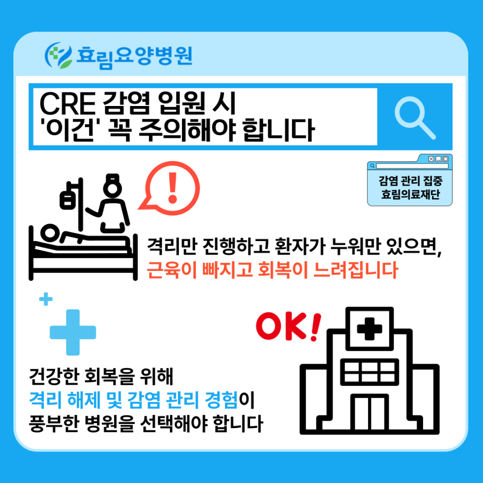 CRE 감염 환자 치료, 격리 해제 빠른 요양병원 고르는 기준