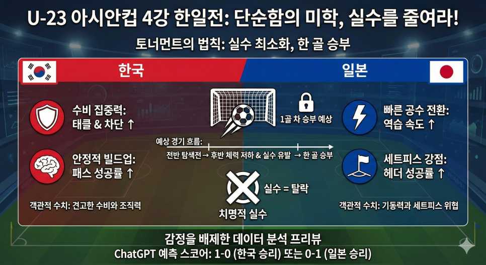 U-23 아시안컵 4강, 이제는 한일전이다|팀 분석과 ChatGPT 예측 스코어 1-0