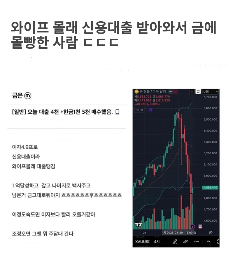 와이프 몰래 신용대출 받아 금에 몰빵한 사람!